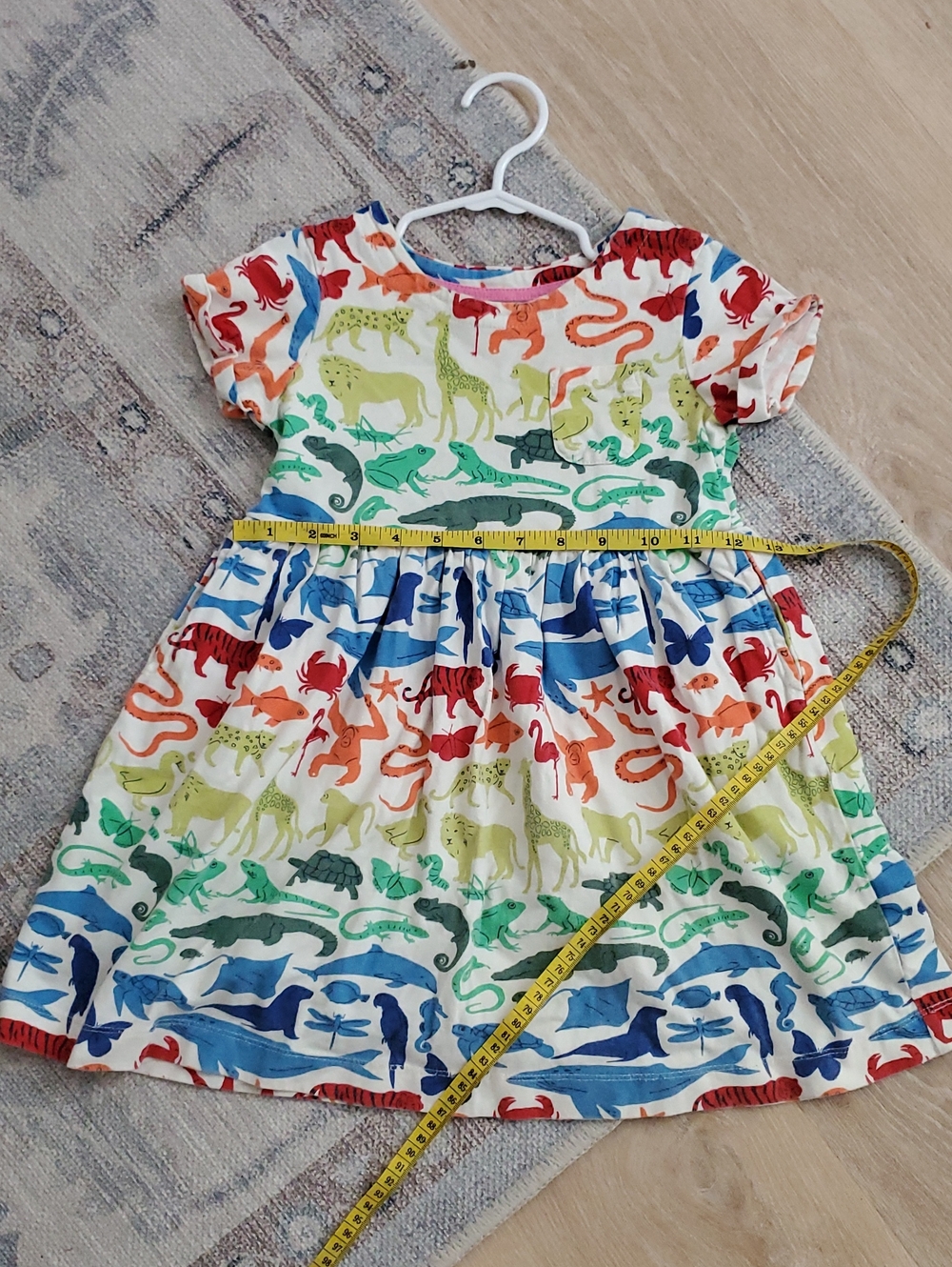 Mini Boden Girls Rainbow Animal Print Safari Zoo Cotton Dress Sz5-6y - Picture 5 of 10